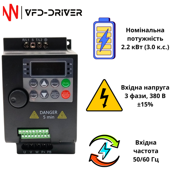 Промышленный инвертор 2.2 кВт, 3&times;380В, SUSWE частотный преобразователь для электродвигателя