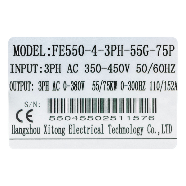 Частотний перетворювач 55 кВт Xitong FE550-4-3PH для трифазних двигунів